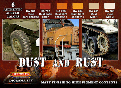 Lifecolor LC-CS10 Rust & Dust Acrylic Paint Set 22ml (Pk6) Assorted