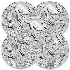 Lot of 5 - 2024 Australian 125th Anniversary Silver 1 oz .9999 Fine BU