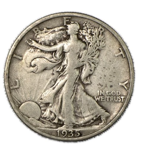 1935-D Denver Walking Liberty Silver Half 50c Very Fine VF+
