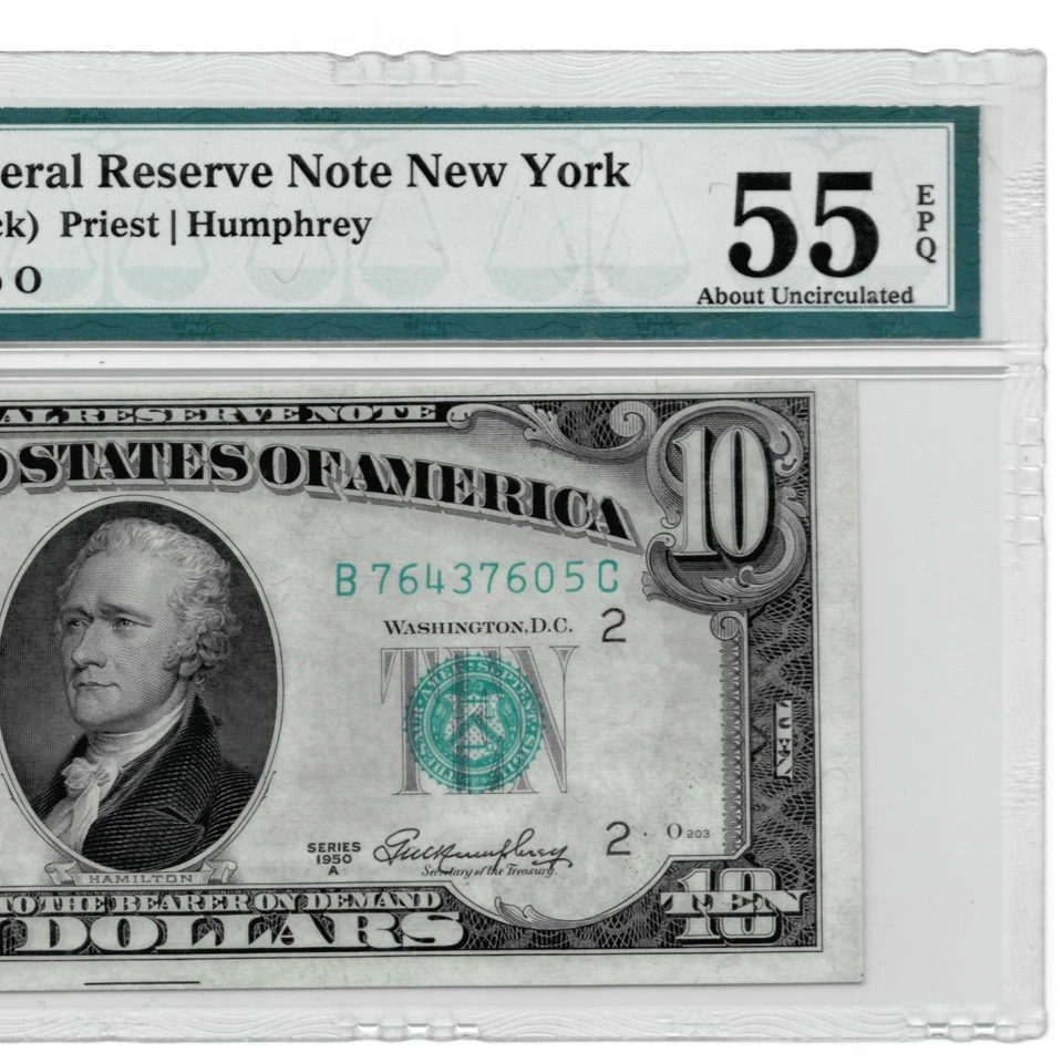 1950A $10 Federal Reserve Note NY District B – PMG 55 EPQ – Fr.2011-B Priest/Hum - Image 4 of 4