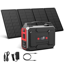 100W Portable Power Station with 40W Solar Panel kit Solar Generator for Camping