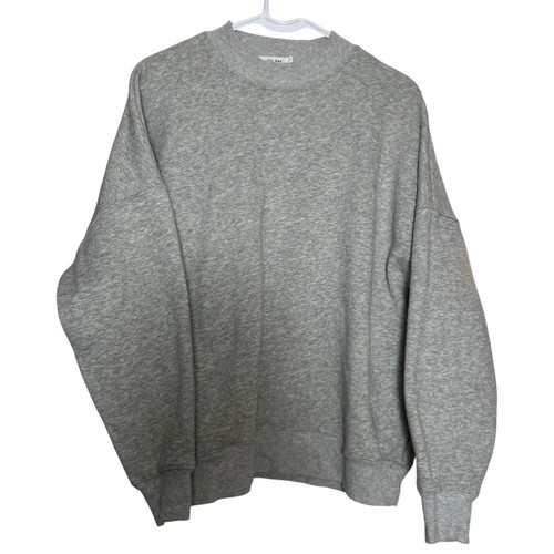 MOD REF Heather Gray Thick Oversized Crewneck Sweatshirt Pockets Minimalist S