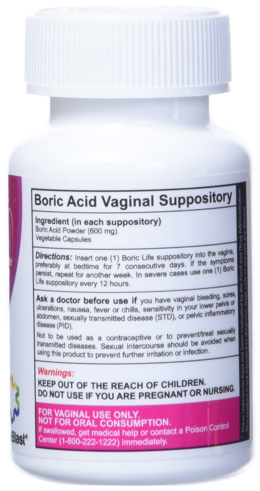 NutraBlast Boric Acid Suppositories 30ct - 100% Pure Vaginal Health Made in USA
