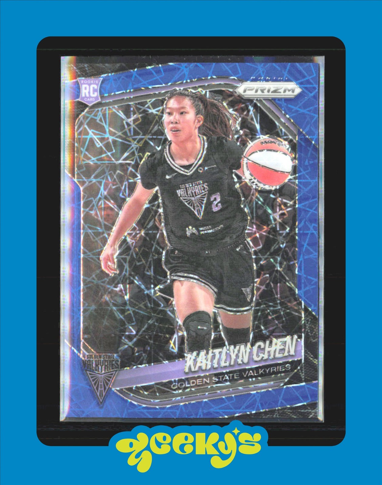 2025-26 Panini Prizm WNBA Blue Velocity Prizm #100 Kaitlyn Chen RC