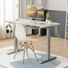 Hand Crank Sit to Stand Desk Frame Height Adjustable Standing Base-Gray S