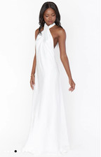 Show Me Your Mumu White Solid Halter Backless Maxi Dress Wedding S