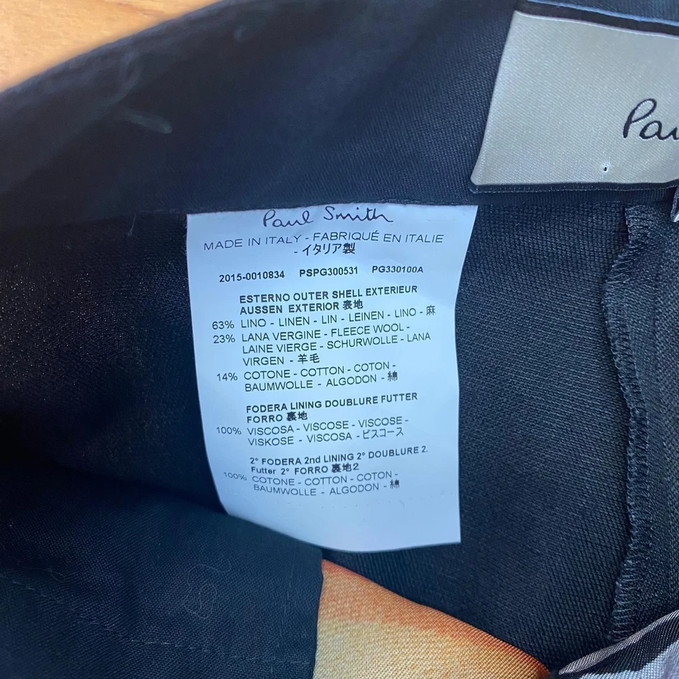 Paul Smith Trousers Size 12 EU40 Black Wool Linen Culottes New Button Front Wide - Image 3 of 4