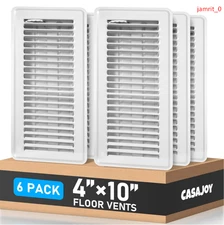 6 Pack 4x10 Floor Vents, Heavy Duty Metal Air Vent Covers, Rust-Proof Grilles
