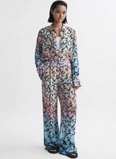 REISS Serena Wide Leg Floral Ombre Pants Multicolor Summer Size 8 NWOT