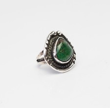 Vintage sterling silver green turquoise handmade Native American ring size 5