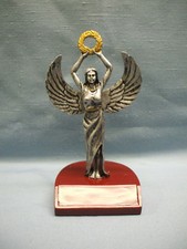 female Victory resin trophy award achievement pageant holding a wreath