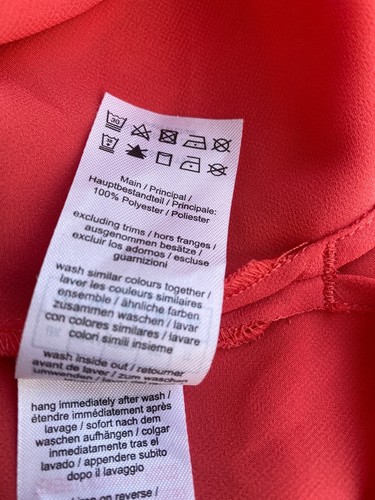 BRAVISSIMO CURVY CORAL SHORT RUFFLE/FRILLY SLEEVE OVER BLOUSE UK14 - CHIFFON - Picture 12 of 14