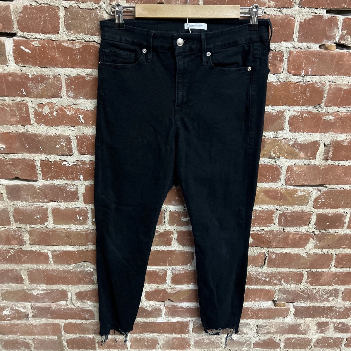 Good American Good Legs Side Slit Black Jeans Size 12