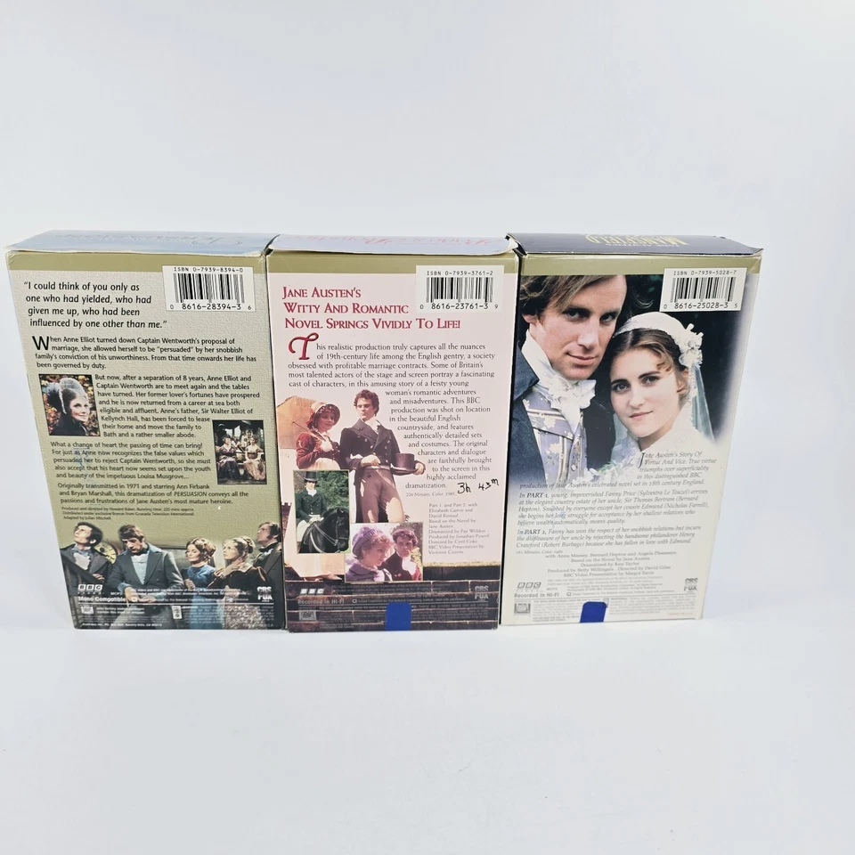 BBC Pride & Prejudice + Persuasion + Mansfield Park 6 VHS TAPE Lot Jane Austen - Image 3 of 4