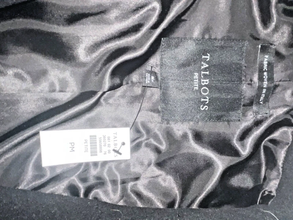 Nuevo con etiquetas Chaquetón Talbots Negro Mezcla Lana 6 Botones Bolsillos Grandes Talla: Pequeño Mediano Foto 4 de 4