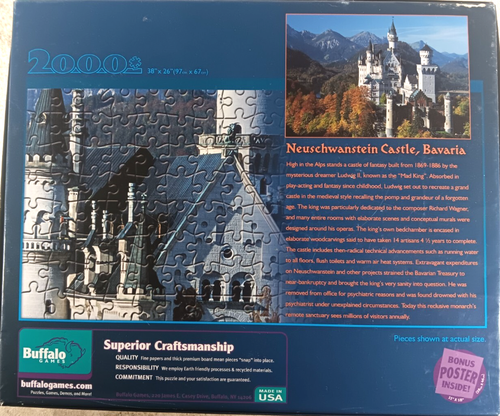 Neuschwanstein Castle Bavaria 2000 Piece Jigsaw Puzzle with Poster 38" x 26" - Picture 3 of 4