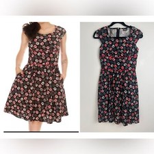 Retrolicious Small Black & Red Paw Print Fit & Flare Rockabilly Cotton Dress