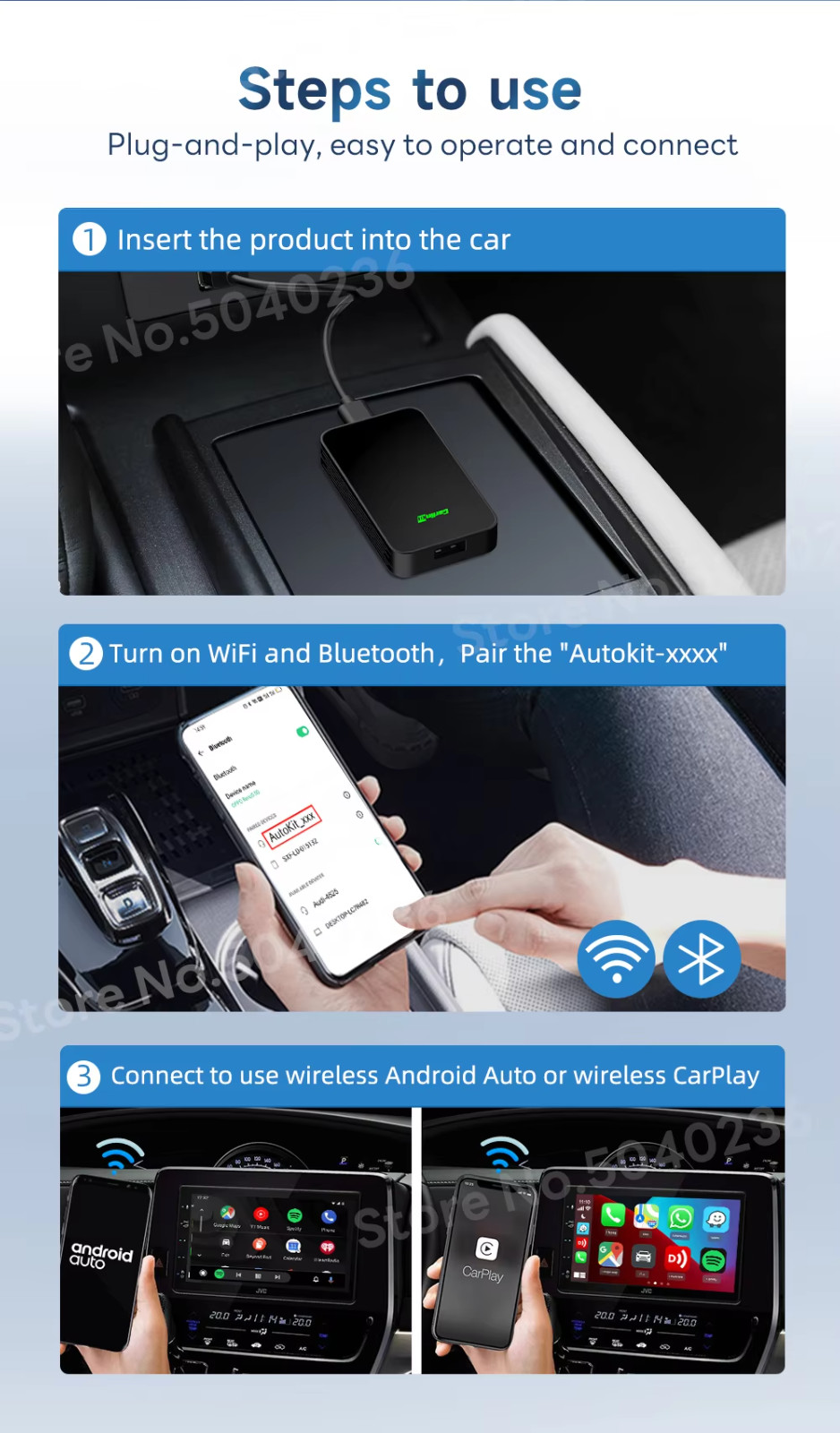 CarlinKit 5.0 Wireless CarPlay Android Auto Box WIFI 2.4g/5.8g BT Plug & Play - Miniatura 13