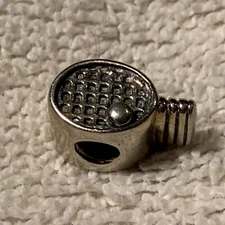 Sterling Silver 925 Charm Tennis  Racket with Ball.