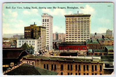 [F6] Postcard Unused Birds Eye View Sky Scrapers Birmingham Alabama