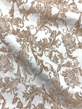 TAUPE Floral Brocade Fabric 60 in. Sold By The Yard