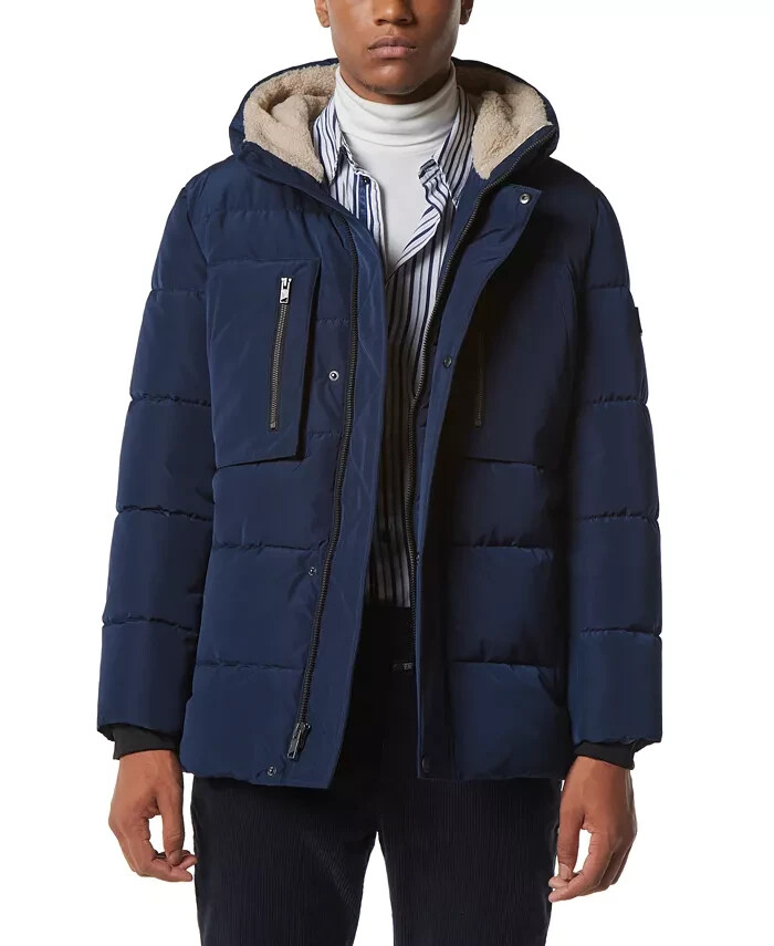 MARC NEW YORK Men's Yarmouth Micro Sheen Parka Jacket with Fleece