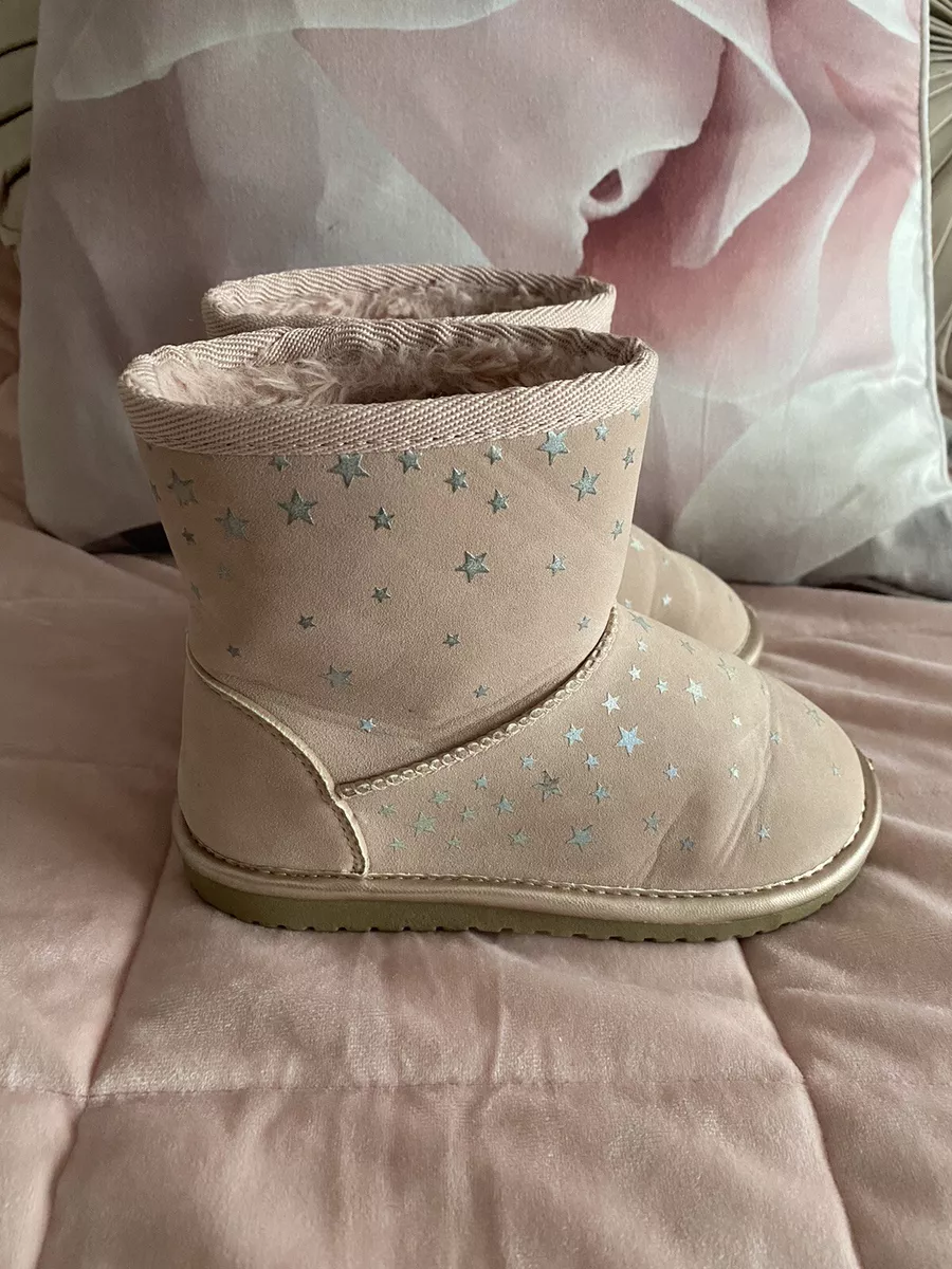 Pink girls star Fleece Lined boots infant size 10 F F Warm Fluffy