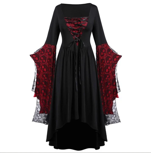 Halloween Womens Medieval Gothic Witch Renaissance Dress Adult Cosplay Costume - Picture 11 of 82