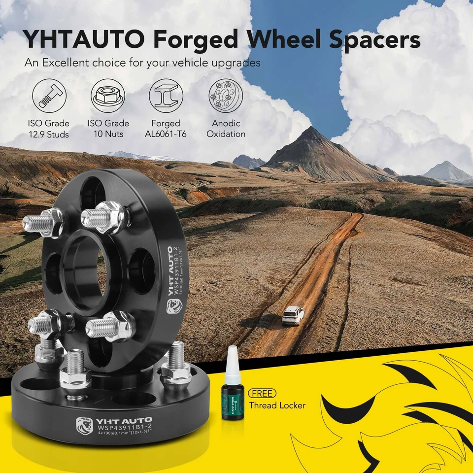 2 espaciadores de rueda 4x100 a 4x100 12x1,5 60,1 mm 1" para Chevy Honda Toyota 4 tacos Foto 2 de 4