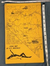 Vtg Map of U.S. Brothels Las Vegas Nevada Mustang Lucky Strike Chicken Ranch
