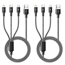 3 in 1 Multiple Charging Cable 2Pack 4Ft , Braided Multi Charger Cord Pack of 2