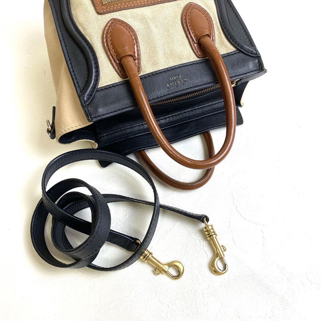 CELINE Mini Luggage Nano Hand Tote Bag Leather Black Brown