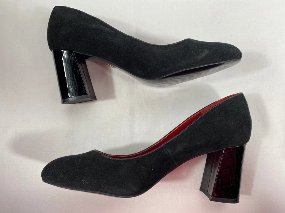 Zapatos de salón SHOES OF PREY para mujer con puntera negra de gamuza talla grande 10 WW US Foto 4 de 4