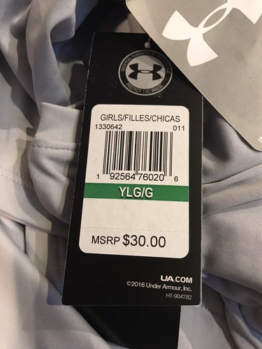 Under Armour Girls Graphic Mesh Back Gray Tee Shirt Size YLG UPF 50+ MSRP $30 - Picture 3 of 4