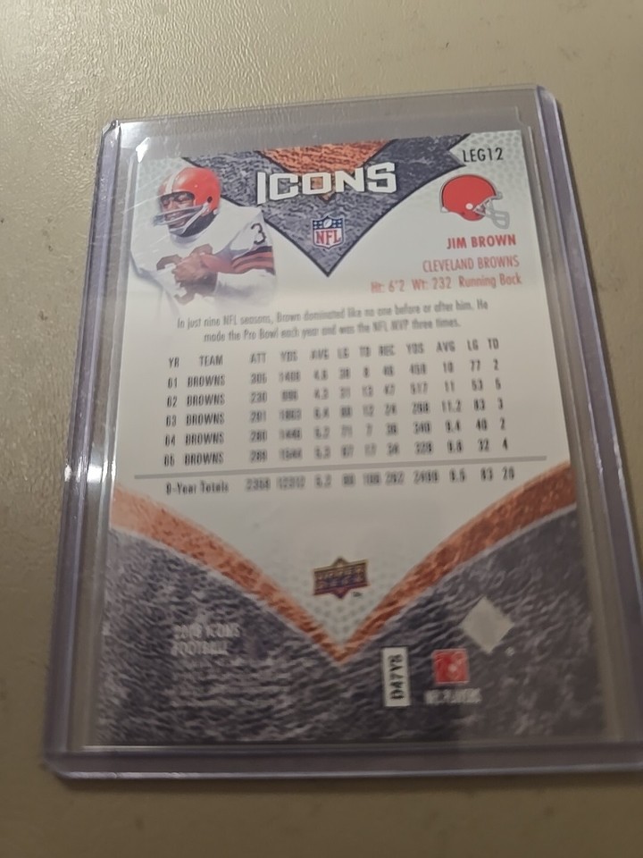 2008 JIM BROWN ICONS FOOTBALL NFL LEGENDS CARD. CLEVELAND BROWNS. 087/