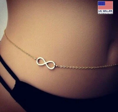 Fashion Women Waist Belly Body Chain Classic Bikini Large Infinity Pendant 0567 - Image 1 of 4