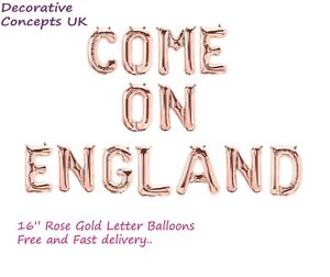 UK Seller ENGLAND 16" RoseGold Letter Balloon support England football