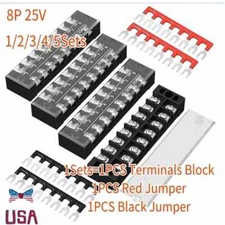 8 Position Terminal Block Dual Row Screw Terminal Strip Dual Row wit 25A 600V