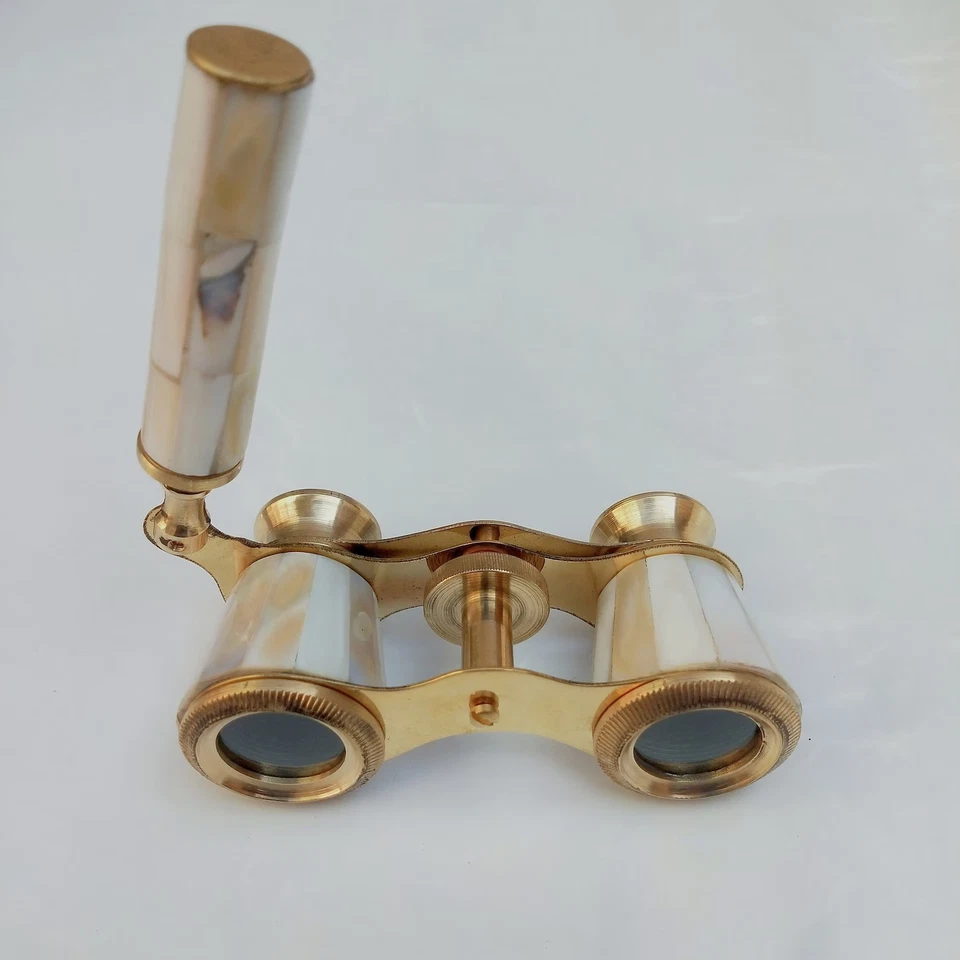 Vintage Brass Opera Glasses Mother of Pearl & Handle Brass Fittings France - Image 2 of 4