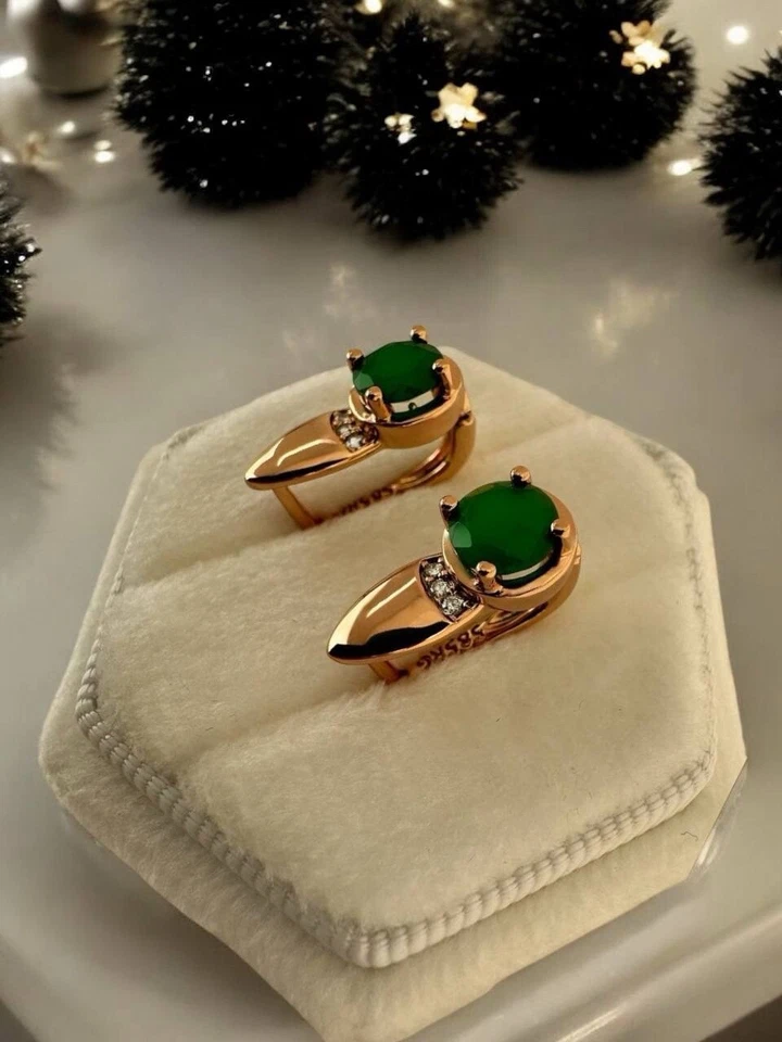 Atemberaubende 585rg gestempelte Ohrringe, Smaragd, rolled, 3.4 Gramm, neu - Bild 4 von 4