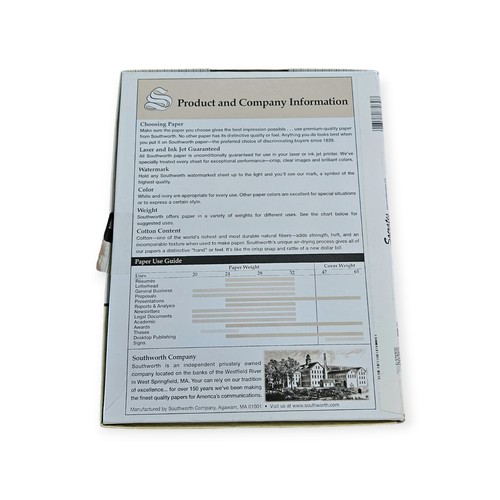 Southworth Resume Paper Ivory Cotton Fiber 100 Sheets Laser And Inkjet Vintage - Picture 4 of 6