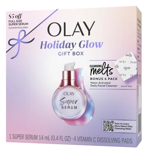 Olay Holiday Glow Kit Super Serum Vitamin C Cleansing Melts Skincare Gift Set