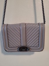 Rebecca Minkoff Chevron Quilted Love Crossbody Leather Bag Graphite