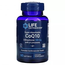 LIFE EXTENSION COQ10 Ubiquinol 100mg D-Limonene 60 Weichkapseln SUPER PREIS