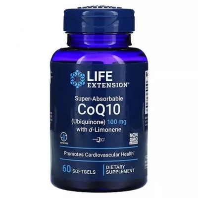 LIFE EXTENSION COQ10 Ubiquinol 100mg D-Limonene 60 Weichkapseln SUPER PREIS