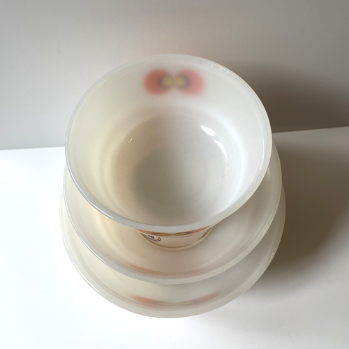 Schott Mainz Jenaer Carina Owl Eyes Milk Glass Mixing Bowls Great 4 Halloween - Picture 3 of 11