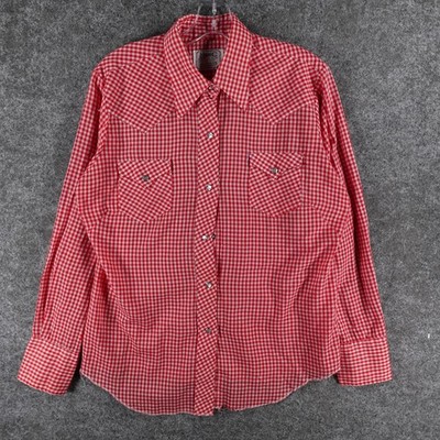 H Bar C California Ranchwear Western Shirt Womens LT Red White Gingham Check