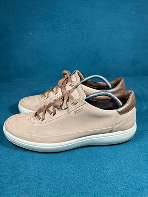 ECCO Soft 7 Leather Sneakers Men s Size 10-10.5 US Beige Brown Comfort Casual Sh