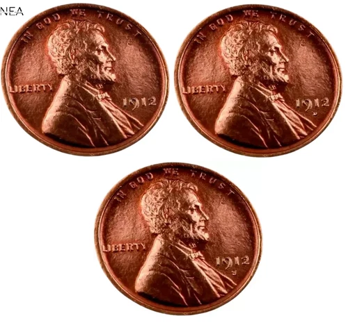 1912+1912-D+192-S Lincoln Wheat Penny Cent Lot ~ Gem BU (red) ~ 3 Coin Set