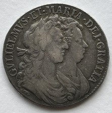 1689 William & Mary Silver Half Crown Coin